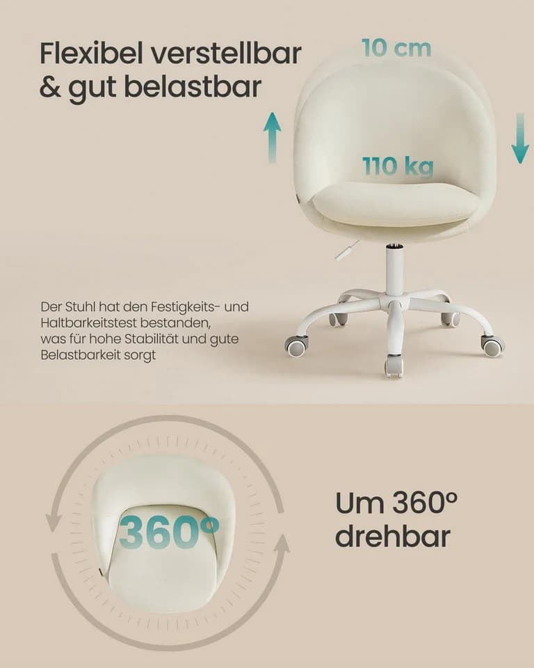 SONGMICS Bürostuhl Cremeweiß - Bild 5