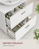 VASAGLE Waschbeckenunterschrank mit 2 großen Schubladen, Badezimmerschrank, hohe Füße, Weiß Bild 3