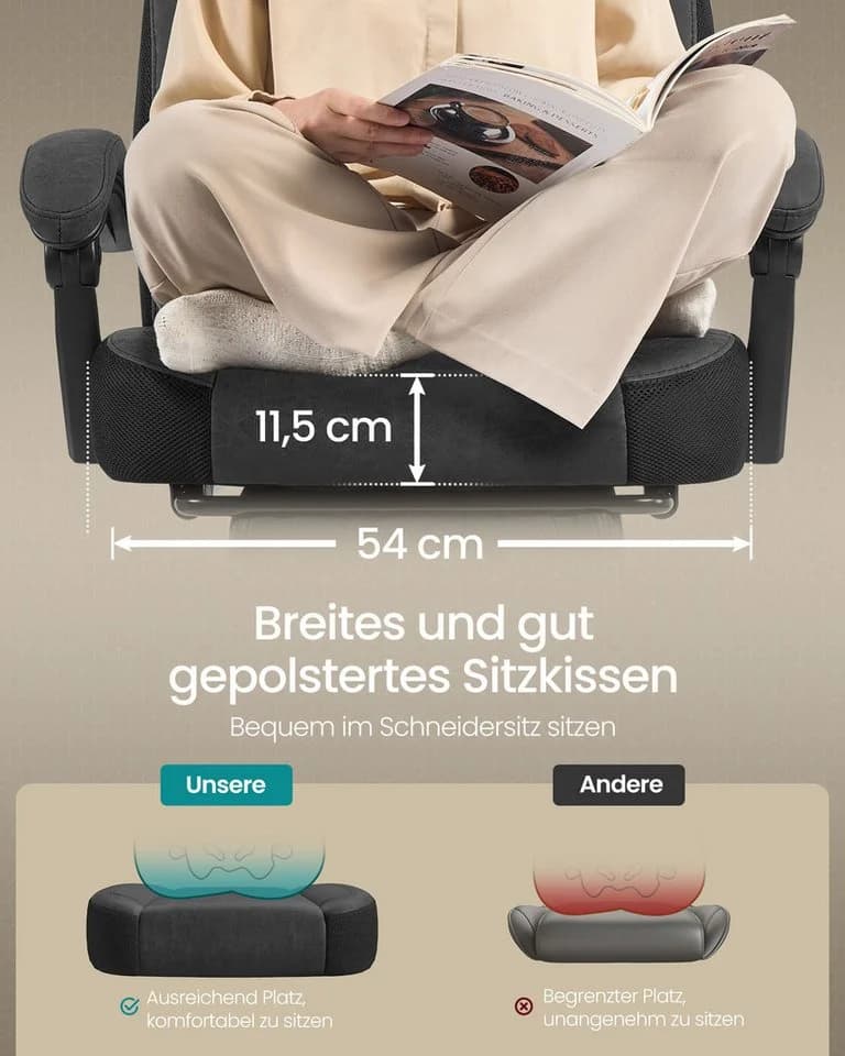 SONGMICS Gaming-Stuhl Schwarz Ergonomisch mit Fußstütze - Bild 4