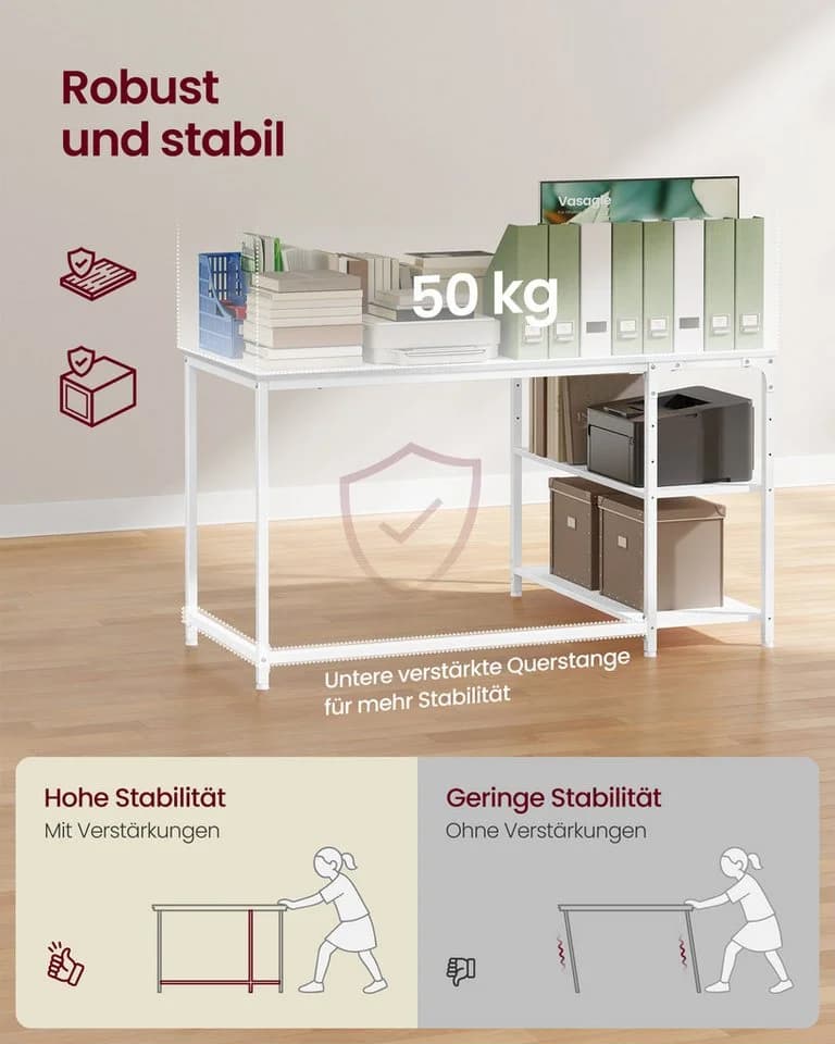 VASAGLE Eckschreibtisch L-Form Bürotisch mit Stauraum - Bild 5