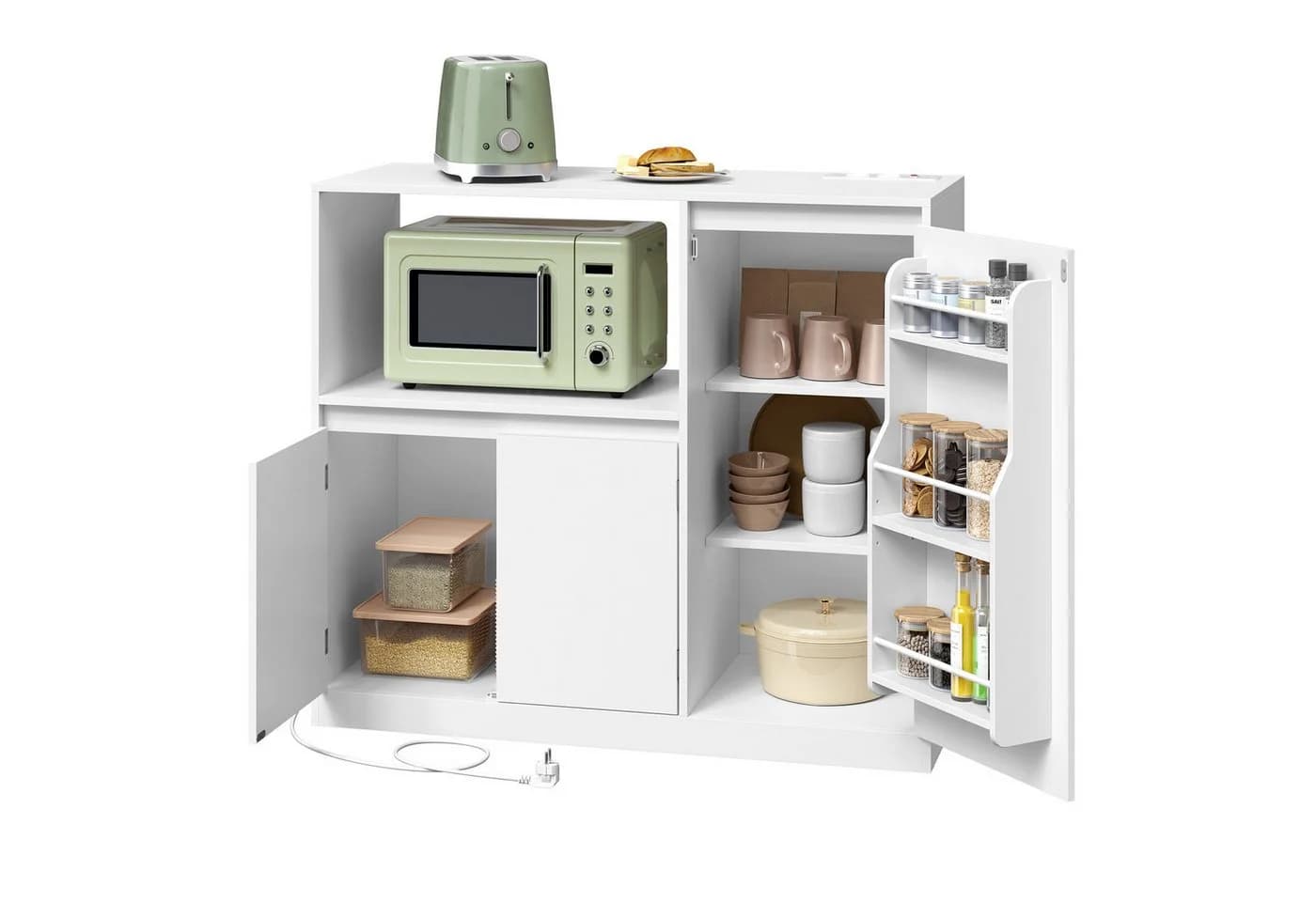 VASAGLE Buffet Küchenschrank mit Arbeitsplatte und Mikrowellenfach Mehrzweckschrank - Bild 2