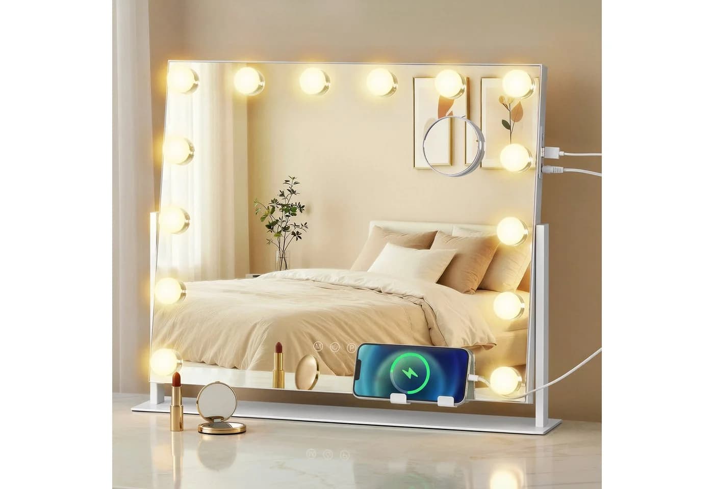 SONGMICS Schminkspiegel Kosmetikspiegel LED-Licht USB-A USB-C - Bild 2