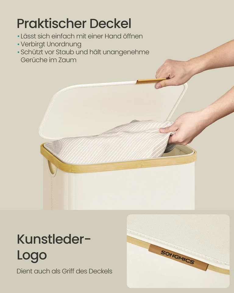 SONGMICS Wäschekorb mit Deckel Weiß - Bild 4