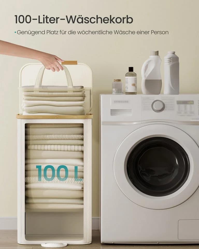 SONGMICS Wäschekorb mit Deckel Weiß - Bild 5
