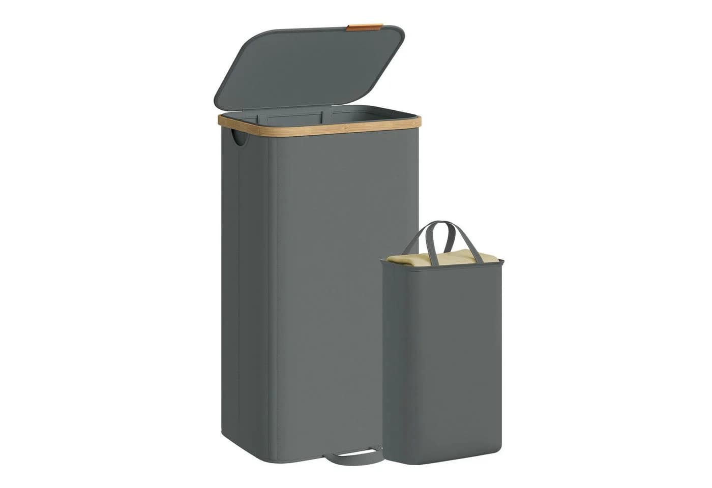SONGMICS Wäschekorb mit Deckel Grau Schwarz Weiß - Bild 2