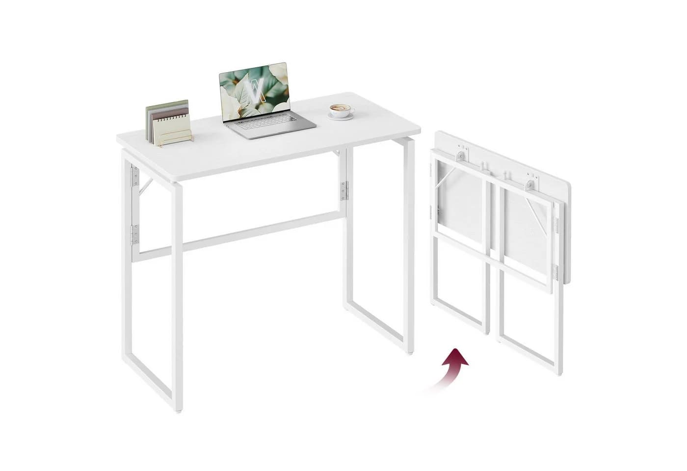 VASAGLE Klapptisch, kleiner Schreibtisch klappbar, Computertisch, Tischplatte aus einem Stück, abgerundete Ecken - Bild 2