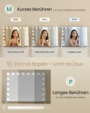 SONGMICS Schminkspiegel mit Beleuchtung, dimmbar, Touch-Steuerung, USB, Weiß Bild 4