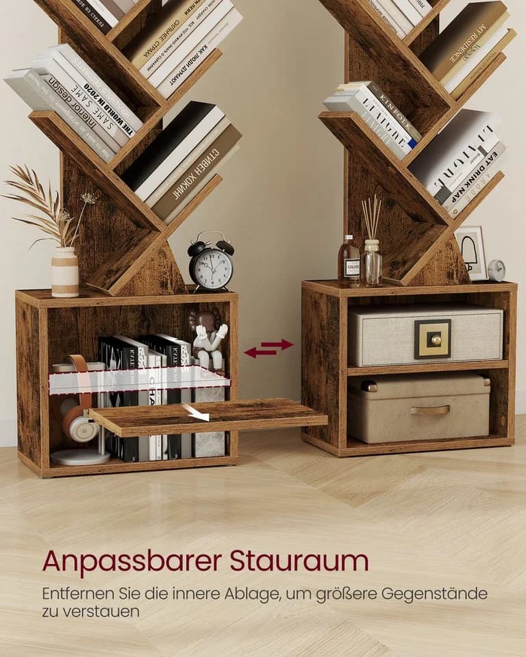 VASAGLE Bücherregal Baumform Standregal Eckregal Aufbewahrungsregal 2 Fächer - Bild 3