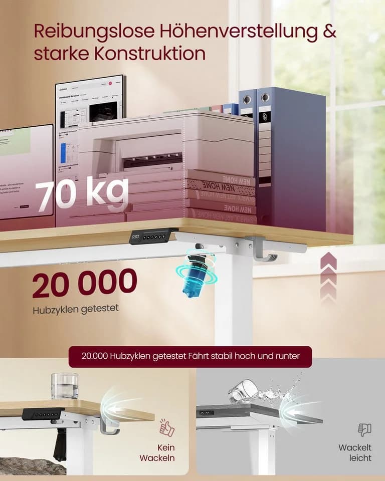 VASAGLE Schreibtisch Höhenverstellbarer Stehtisch Computertisch - Bild 4