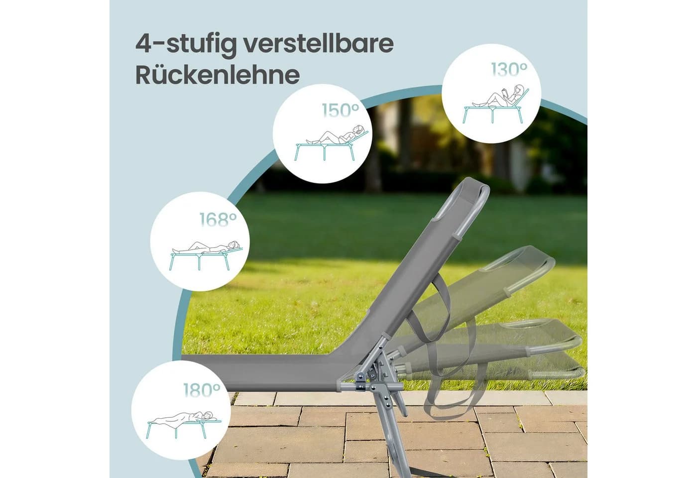 SONGMICS Gartenliege Klappbar Verstellbare Sonnenblende - Bild 4
