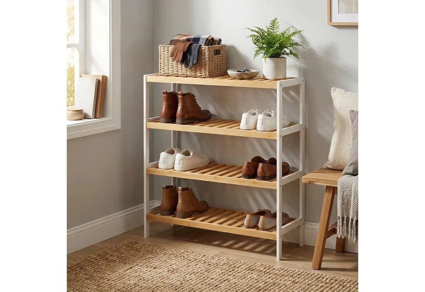 SONGMICS Schuhregal Bambus Standregal - Bild 4