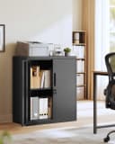 SONGMICS Aktenschrank Metallschrank abschließbar 2 Türen Stahl Bild 1
