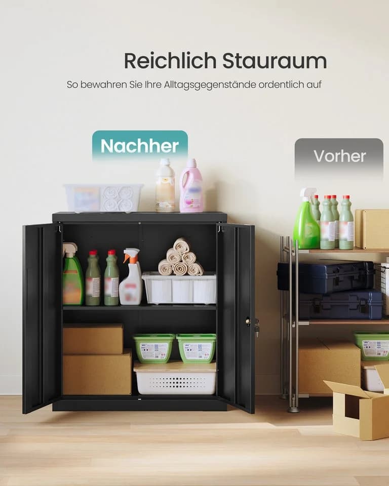 SONGMICS Aktenschrank Metallschrank abschließbar 2 Türen Stahl - Bild 3