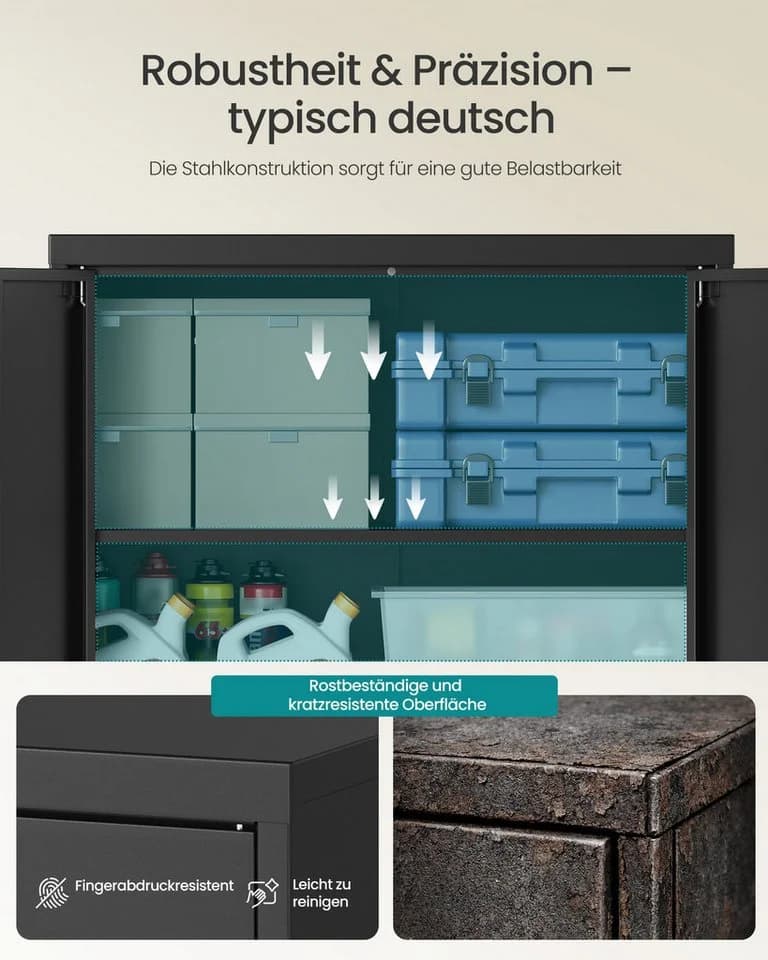 SONGMICS Aktenschrank Metallschrank abschließbar 2 Türen Stahl - Bild 5