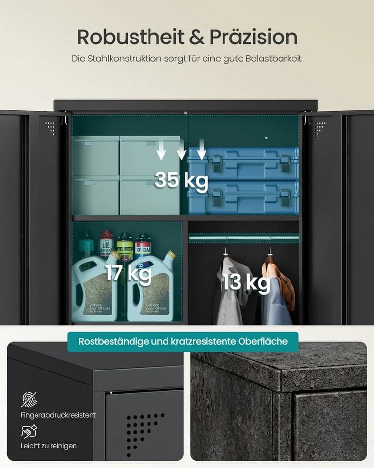 SONGMICS Aktenschrank Metallschrank 5 Fächer abschließbar - Bild 5