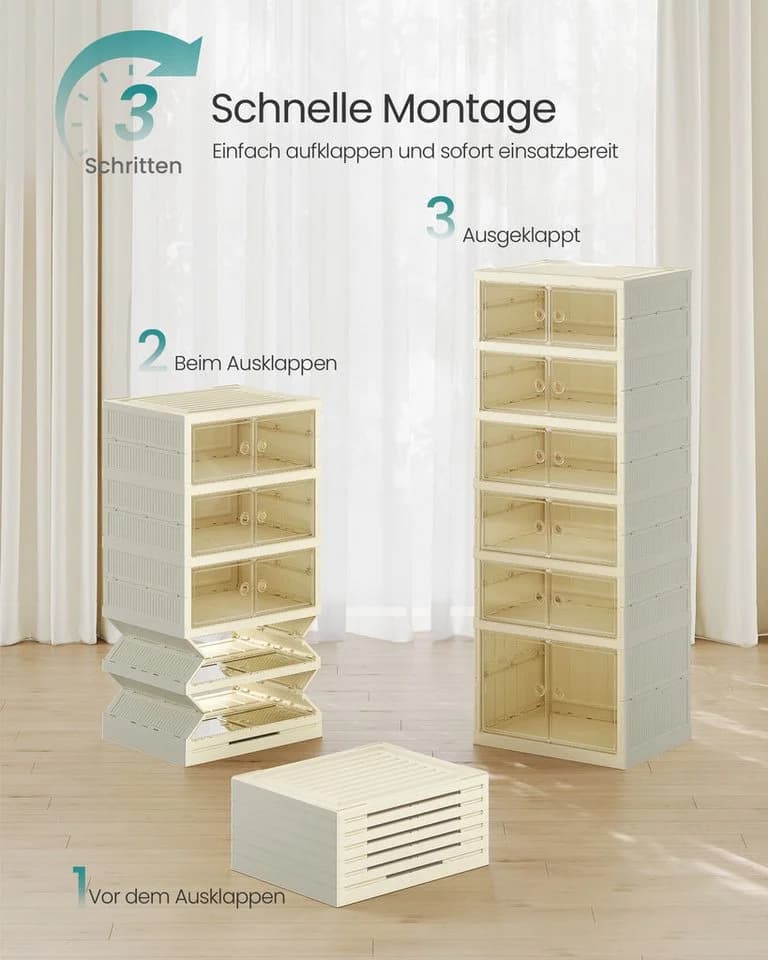 SONGMICS Schuhbox Schuhschrank klappbar weiß für 12 Paar - Bild 3