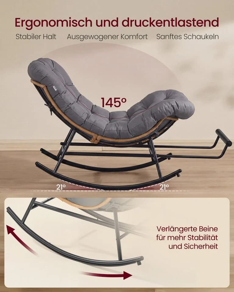 SONGMICS Schaukelsessel mit Fußstütze Grau - Bild 3