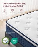 Taschenfederkernmatratze VASAGLE 20 cm Gel-Memory-Schaum 7-Zonen-Unterstützung Bild 5