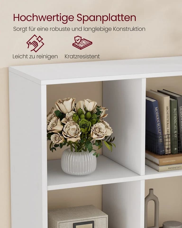 VASAGLE Bücherregal Standregal 6 Fächer Weiß Skandinavischer Stil - Bild 4