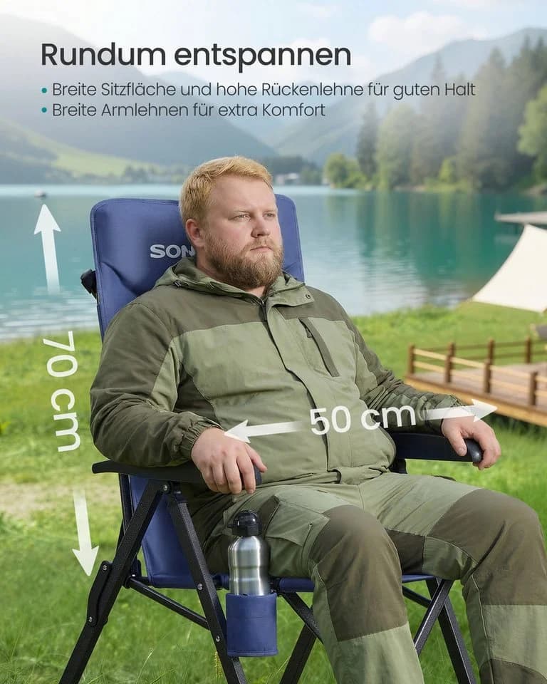 SONGMICS Campingstuhl mit verstellbarer Rückenlehne und Getränkehalter - Bild 5