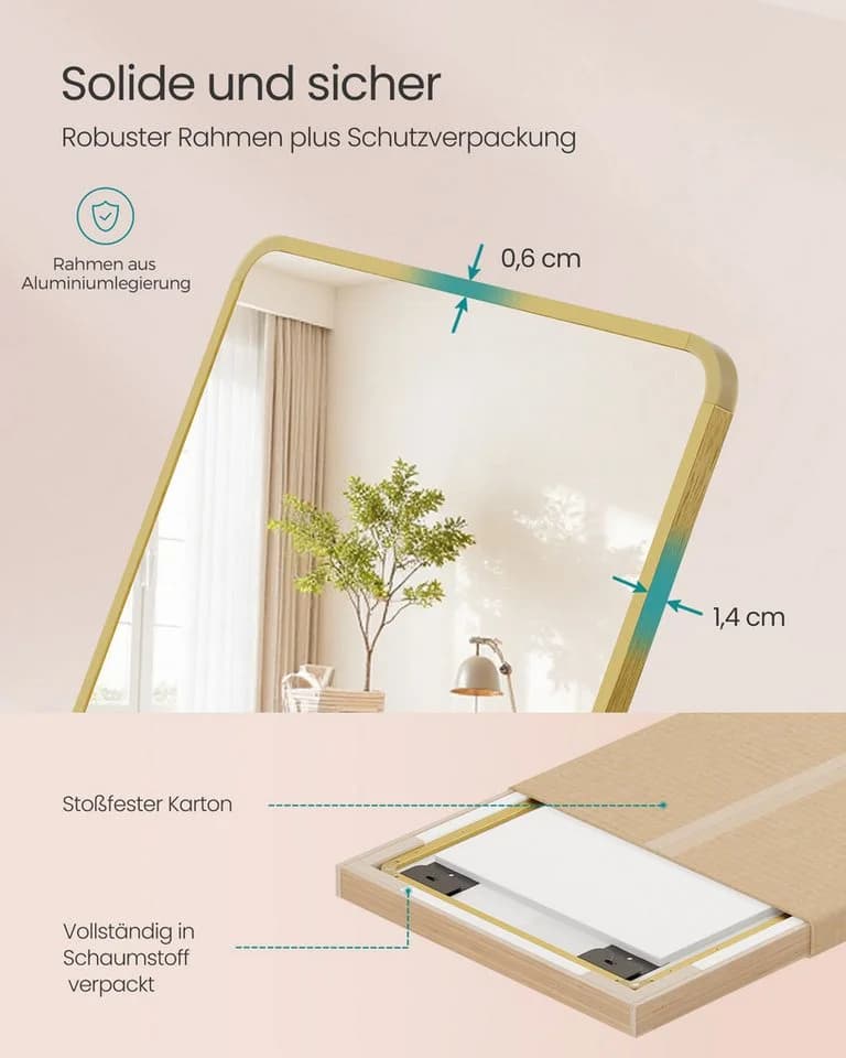 SONGMICS Ganzkörperspiegel 120 x 40 cm Rechteckig Gewölbt - Bild 5