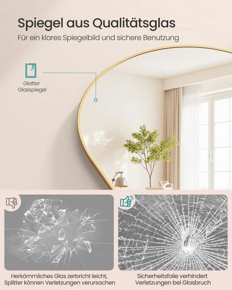 SONGMICS Ganzkörperspiegel 120x40 cm Rechteckig/Gewölbt Schwarz - Bild 3