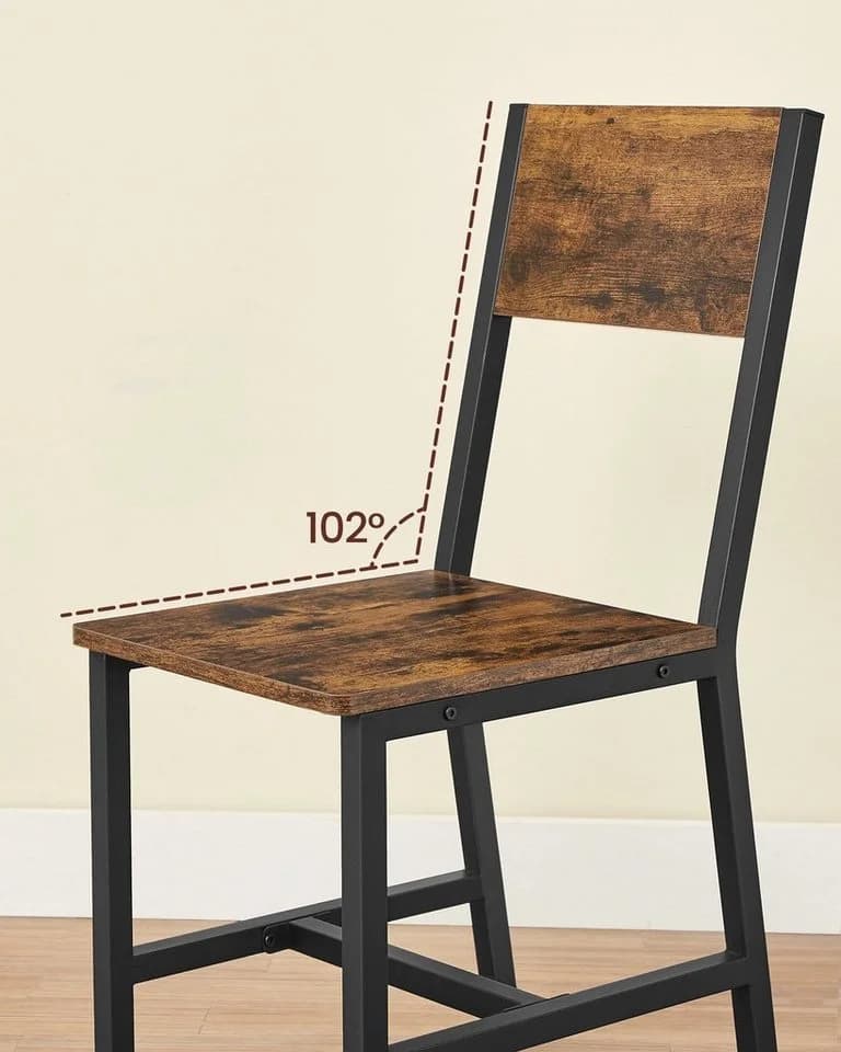 VASAGLE Esszimmerstuhl 4 St. Holzstuhl Küchenstühle Braun/Schwarz - Bild 5