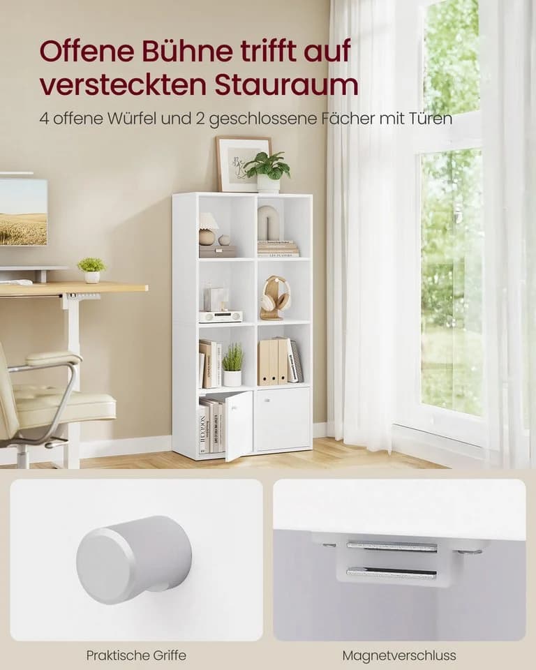 VASAGLE Bücherregal mit Türen Weiß - Bild 3