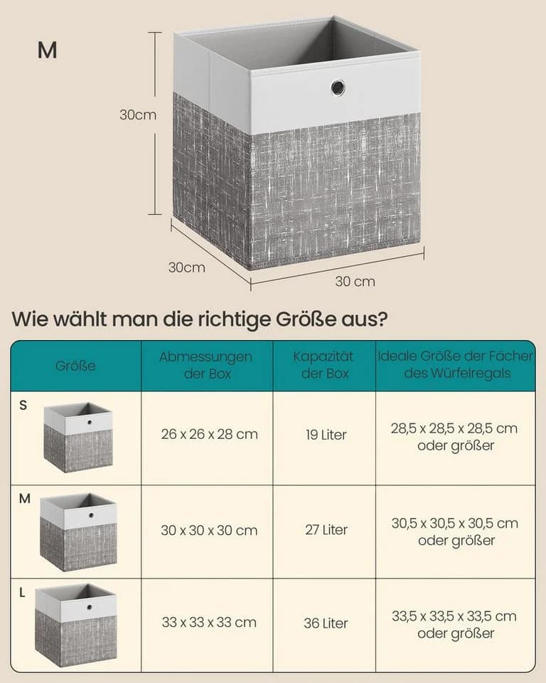 SONGMICS Aufbewahrungsbox 6er Set PP-Platten geruchsneutral