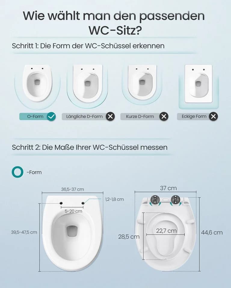 SONGMICS WC-Sitz Urea-Duroplast 300 kg O-Form Absenkautomatik