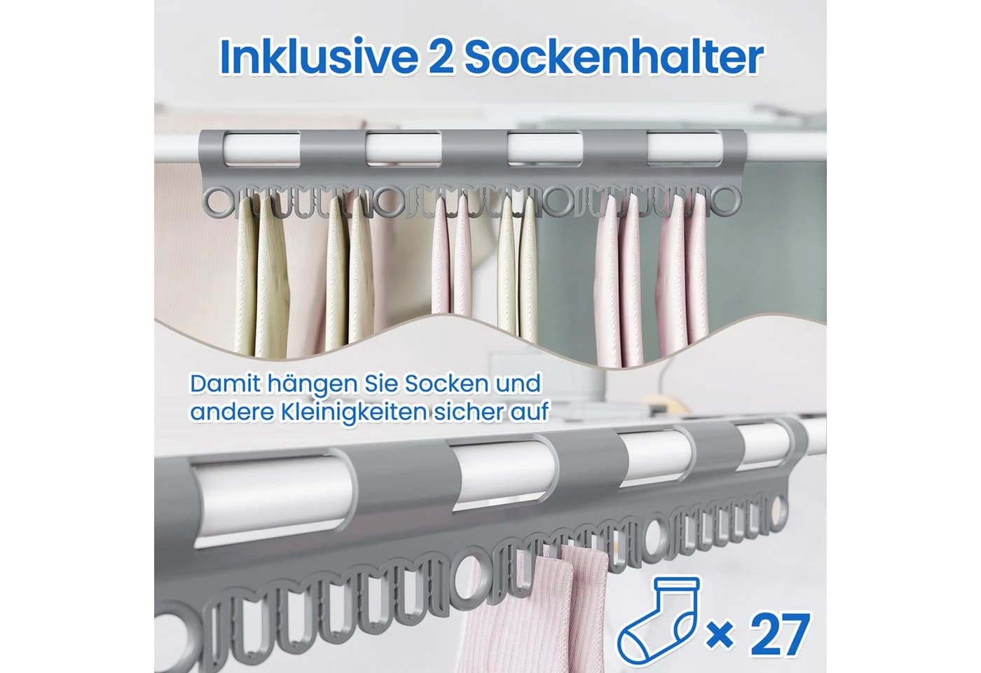 SONGMICS Wäscheständer Turm 4 Ebenen Weiß Klappbar Rollbar - Bild 5