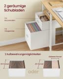 VASAGLE Schreibtisch mit 3 Ablagen und 2 Schubladen Bild 3