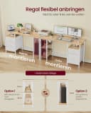 VASAGLE Schreibtisch mit 3 Ablagen und 2 Schubladen Bild 4