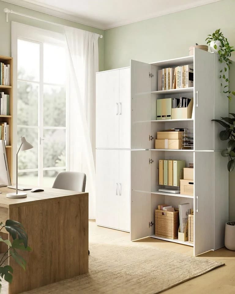 SONGMICS Aktenschrank Mehrzweckschrank Weiß 5 Ablagen