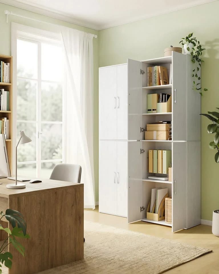 SONGMICS Aktenschrank Mehrzweckschrank Weiß 5 Ablagen