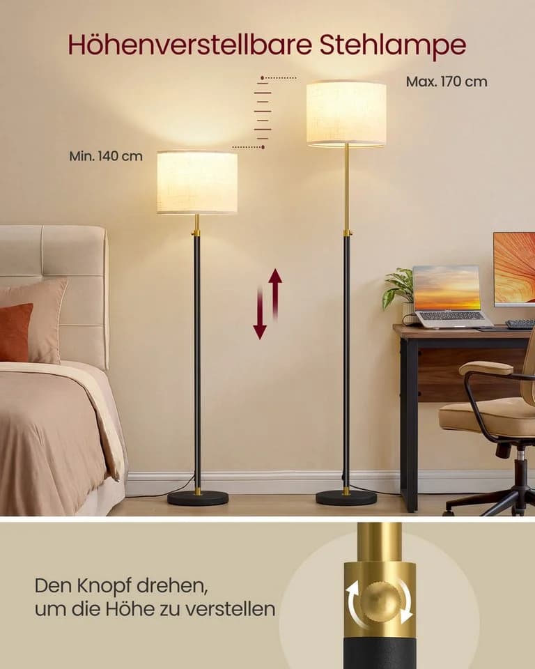 VASAGLE Stehlampe höhenverstellbar LED Leselampe - Bild 4