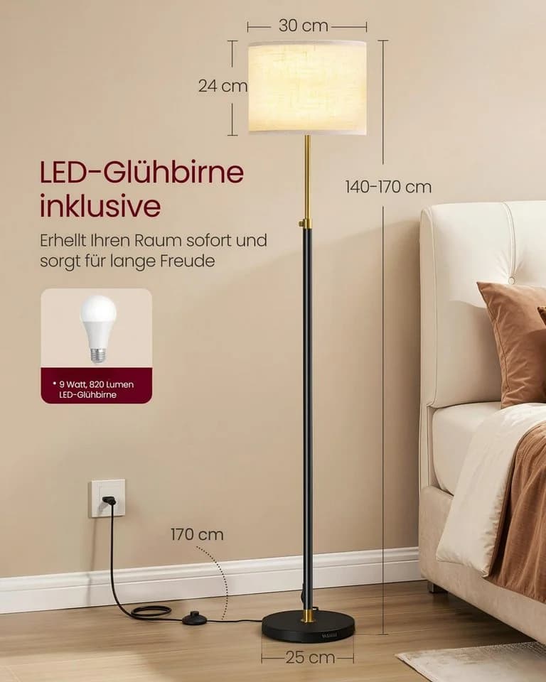 VASAGLE Stehlampe höhenverstellbar LED Leselampe - Bild 5