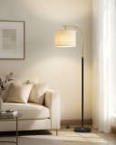 VASAGLE Stehlampe Bogenlampe Modern Mattschwarz Blassgold Bild 1