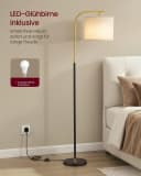 VASAGLE Stehlampe Bogenlampe Modern Mattschwarz Blassgold Bild 5