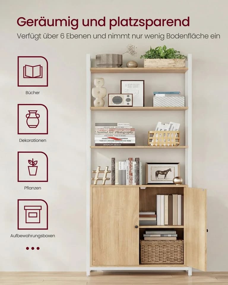 VASAGLE Bücherregal 6 Ebenen Goldeichenfarbe-Mattweiß - Bild 3