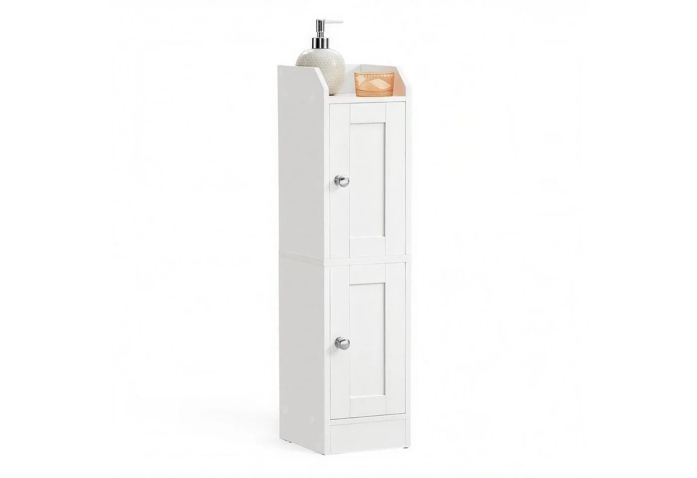 VASAGLE Badschrank schmal Landhausstil Weiß/Grau mit verstellbaren Ablagen - Bild 2