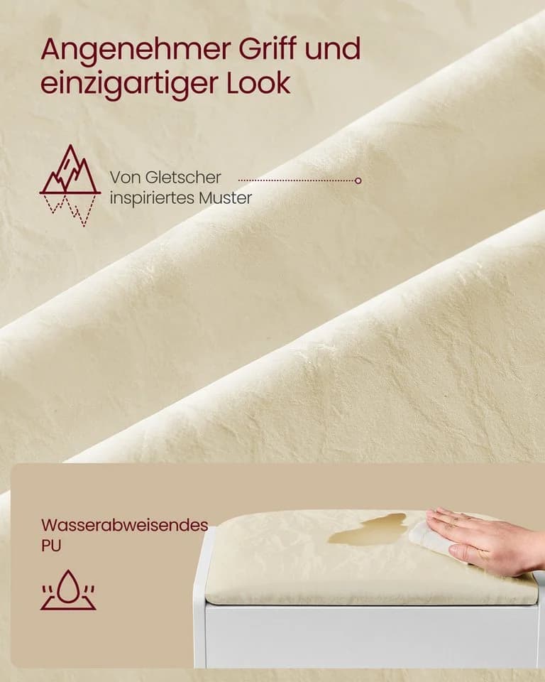 VASAGLE Schminktischhocker Schminktisch Makeup-Hocker Weiß Samt - Bild 4