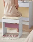 VASAGLE Schminktischhocker Schminktisch Makeup-Hocker Weiß Samt Bild 5