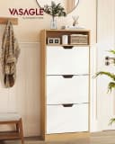 VASAGLE Schuhschrank 3 Klappen Eichenfarben-Weiß Bild 1