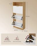 VASAGLE Schuhschrank 3 Klappen Eichenfarben-Weiß Bild 3