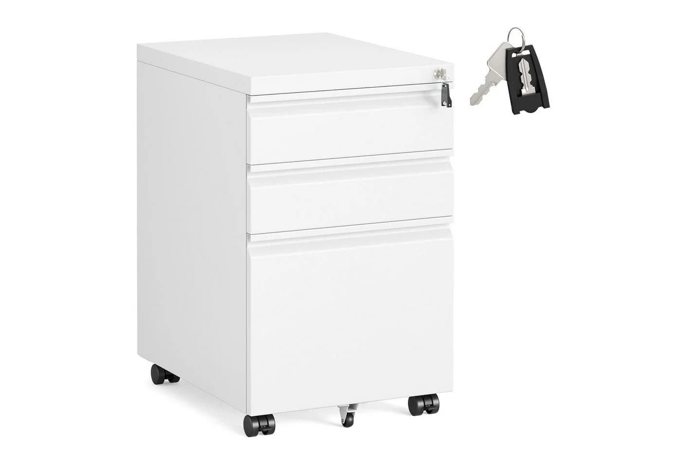SONGMICS Rollcontainer Aktenschrank 3 Schubladen Stahl Mattschwarz - Bild 2