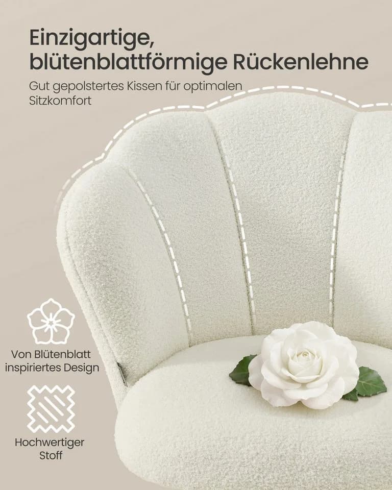 SONGMICS Bürostuhl drehbar Fleece bis 110 kg Weiß - Bild 3