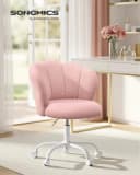 SONGMICS Bürostuhl drehbar Schminktischstuhl Fleece Rosa Bild 1