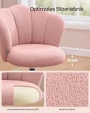 SONGMICS Bürostuhl drehbar Schminktischstuhl Fleece Rosa Bild 4