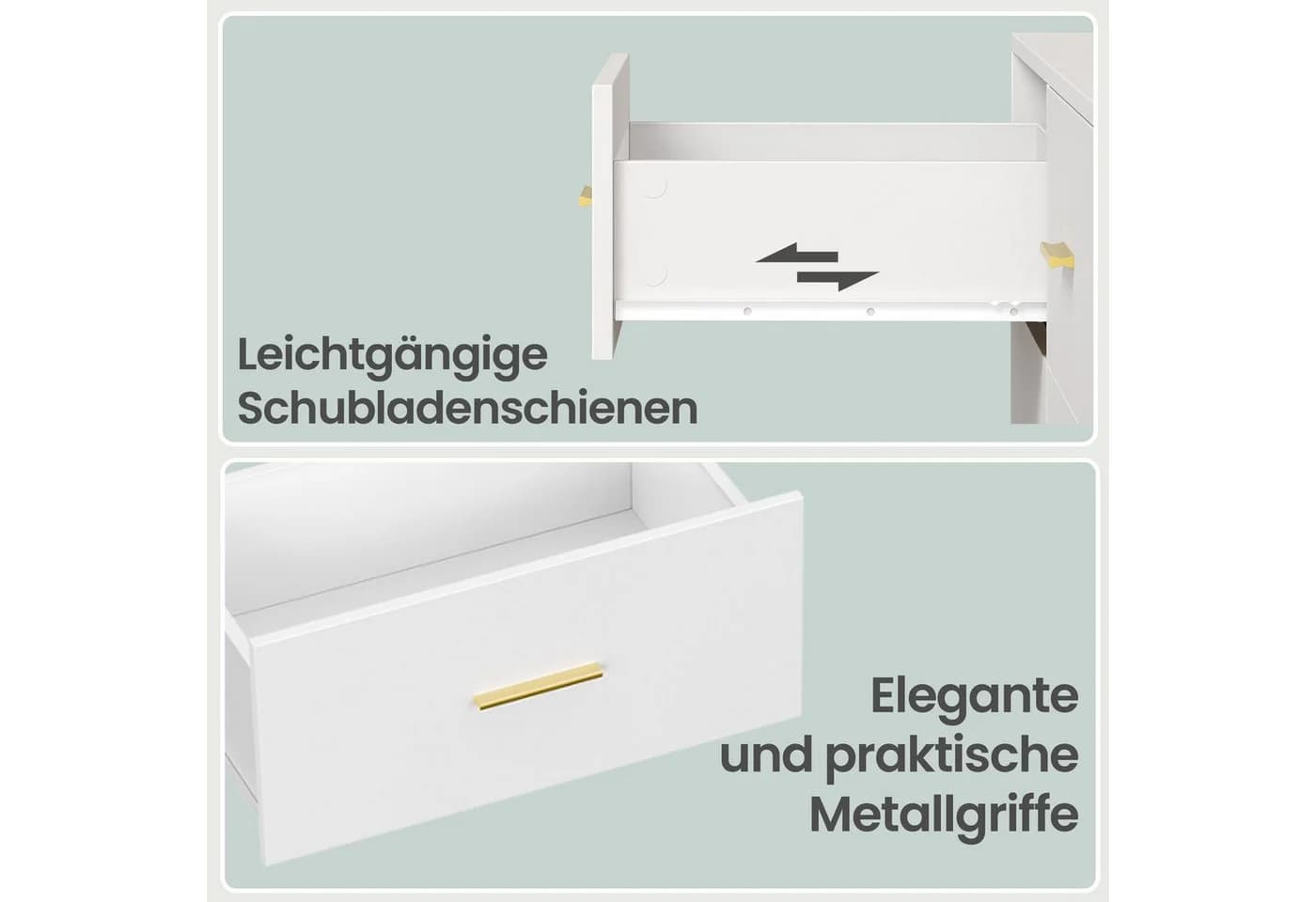 VASAGLE Kommode 6 Schubladen Weiß mit LED & Steckdose - Bild 5